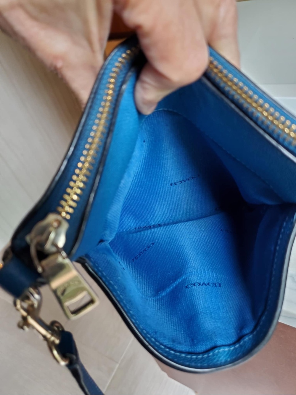 Coach Blue Coach Embossed Textured Leather North South Swingpack - Picture 9 of 14